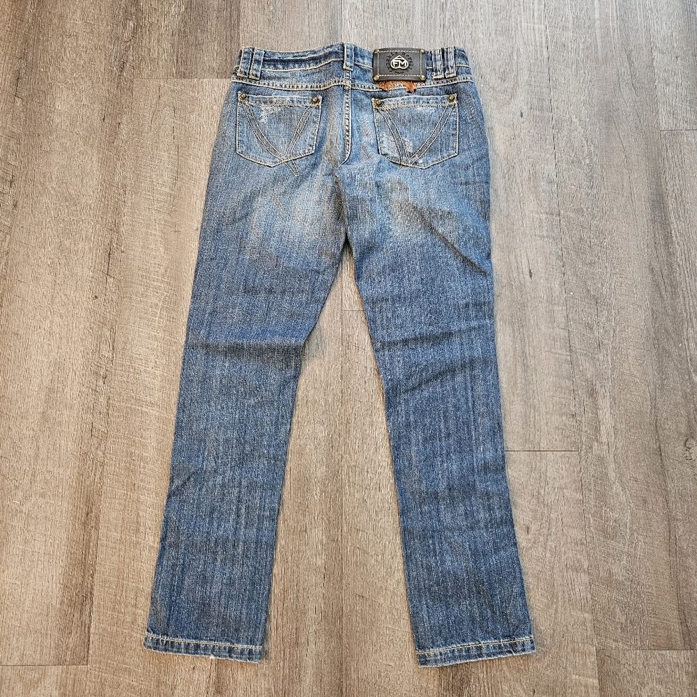FRANKIE MORELLO Women's  Straight Leg  Low Rise Jeans 29 Milan Distressed  EUC